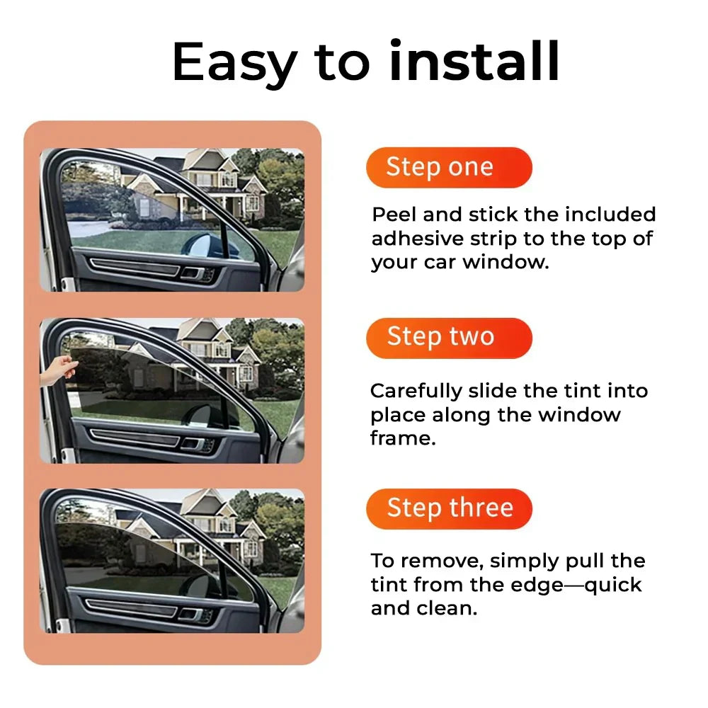 Universal Reduce Infrared Heat & Block UV by 99% Removable Window Tint Film for Cars - DIY Cut for Multiple Shapes